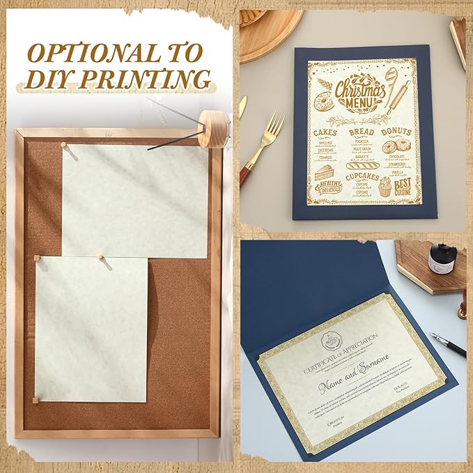 Epakh 200 Sheets Old Age Parchment Paper 8.5 x 11 Inch Standard Letter Vintage Colored Old Parchment Semblance Double Side Printing Paper(Lvory)