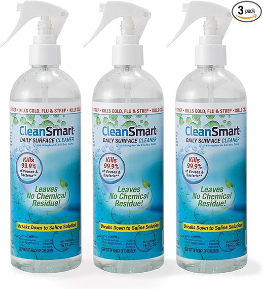 CleanSmart Daily Surface Spray Disinfectant, Kills 99.9% of Viruses, Bacteria, Mold & Fungus, 16 oz Bottle (Pack of 3)