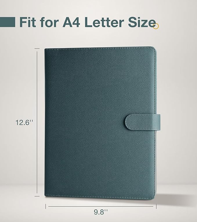Clipboard Folder Padfolio A4, Mymazn Writing Portfolios Faux Leather Clipboards with Cover for Legal Pad Holder Letter Size 8.5 x 11 for Business Conference Notepad Clip Board (Gray Green)