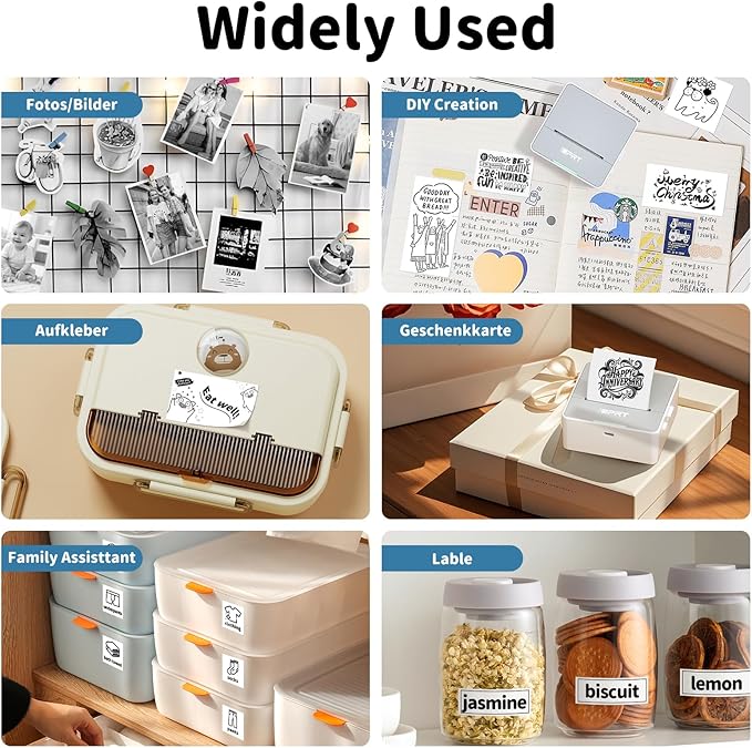 iDPRT Sticker Printer - Mini Portable Printer Bluetooth Thermal Label Printer with 1 Roll Sticker Paper, Inkless Sticker Maker Machine Pocket Instant Print for Study Notes, Pictures, DIY, Label