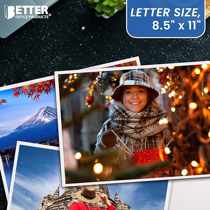 Better Office Products Glossy Photo Paper, 8.5 x 11 Inch, 50 Sheets, 200 gsm, Letter Size, 50-Count Pack