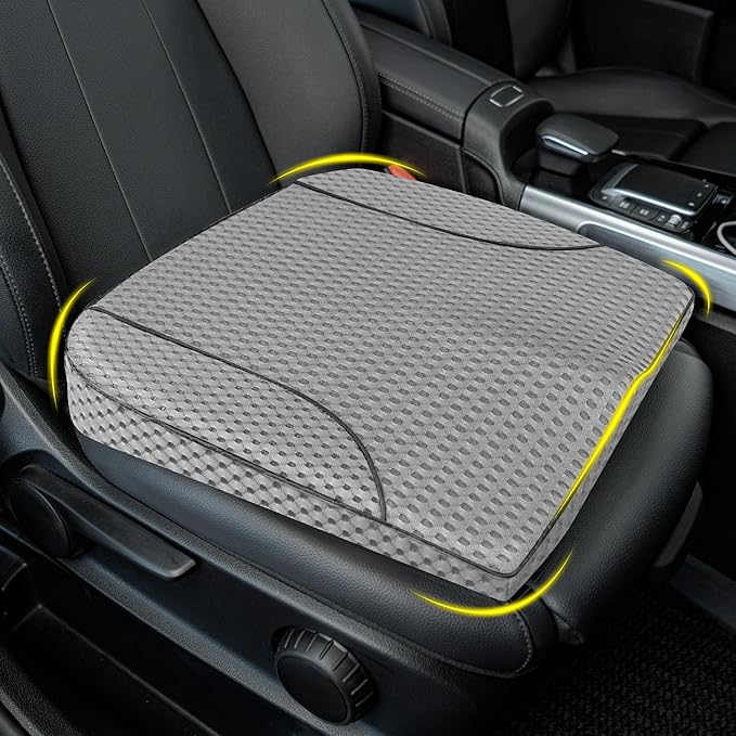 Car Seat Cushion, Comfortable Memory Foam Seat Pillow for Driving, Sciatica-Back Pain Relief, Cushion for Car-Truck, Office, Wheelchair - Mesh Gray