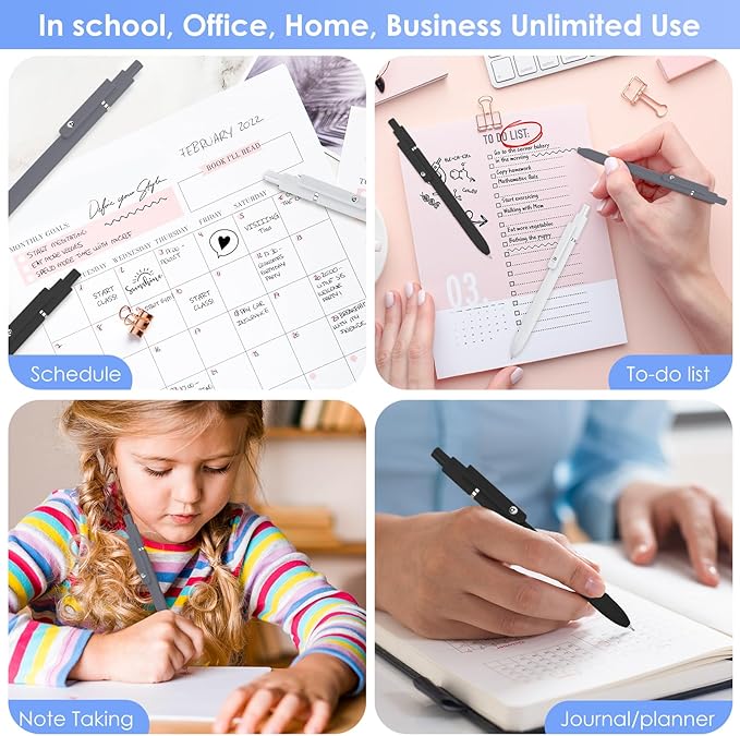 Gel Pens, 6PCS Black Ink Fine Point Pens With Smooth Writing, School Office Supplies, Anniversary Birthday Gifts for Men Women, Quick Dry Pen For Journaling, Nurse Aesthetic Pen (Black Gray White)