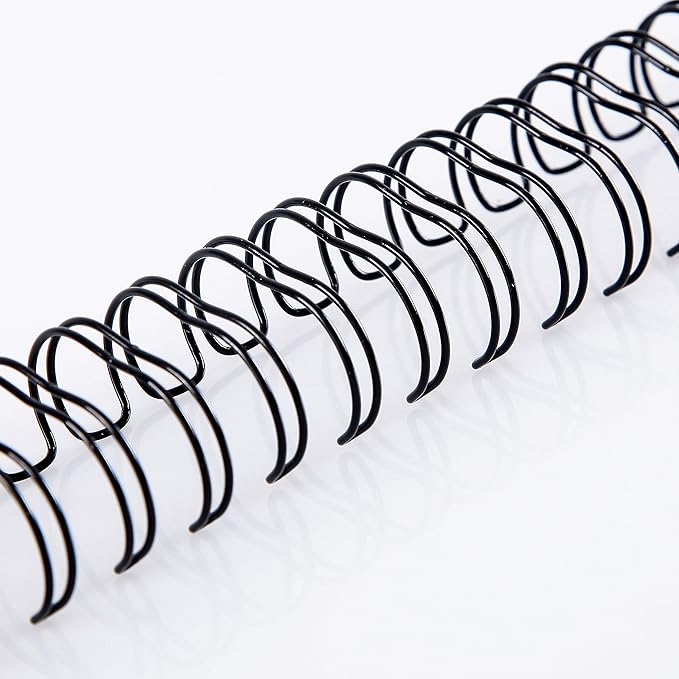 BNC Double Loop Wire Binding Rings Letter Size 3:1 Loops 32 Holes Black Color Pack of 100 (1/2 Inches)