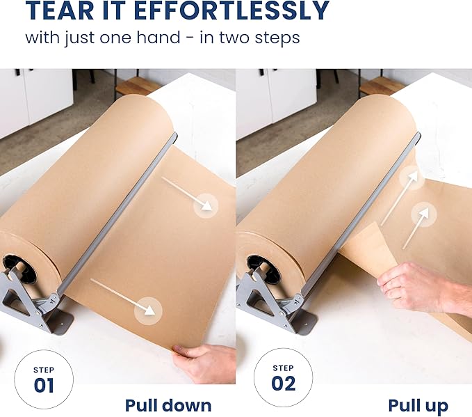 DIY Crew 24 Inch Paper Roll Dispenser and Cutter - Heavy-Duty Wall Mountable, Non Slip Tabletop - Kraft, Freezer, Butcher Paper - Up to 1000ft Rolls