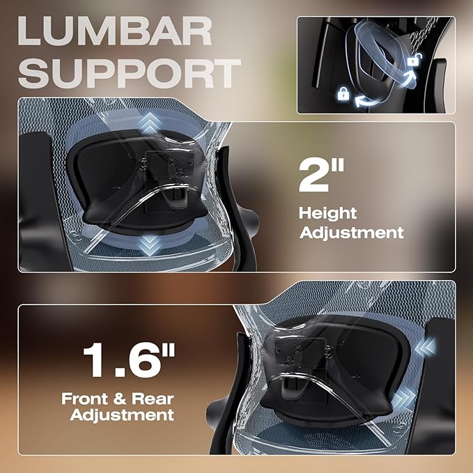 ELABEST X100 Ergonomic Office Chair with Footrest, Big and Tall Home Desk Chair with 5D Flip-Up Arms, Adjustable 8D Lumbar Support,High Back Rolling Computer Chair, Swivel Mesh Chairs (Oaxaca Blue)