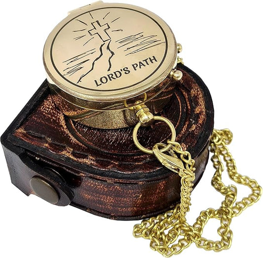 Brass Compass Engraved with Religious Scripture Verse - Ideal Gift for Son, Grandson, Daughter - Perfect for Baptism, Communion, Church and Graduation Day Present