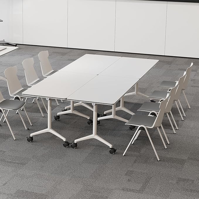Folding Conference Room Tables 6 Pack, Foldable Modern Mobile Meeting Table Desk Training Table 6FT Large Rolling OfficeTable for Conference Training Classroom (2, 63" * 23.6" * 29.5")