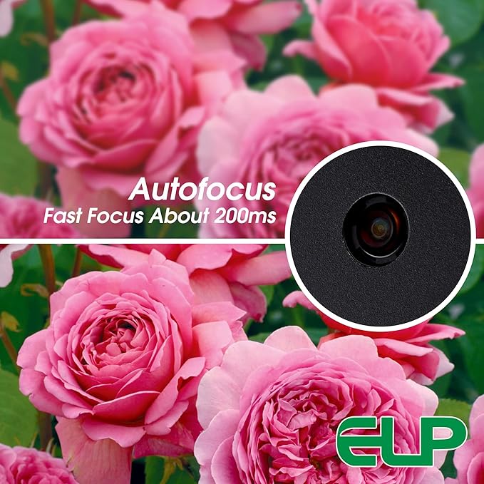 ELP 16MP Autofocus USB Camera with Metal Case - Mini UVC USB2.0 4K Webcam with 68 No Distortion Lens IMX298 Sensor for PC & Home Surveillance