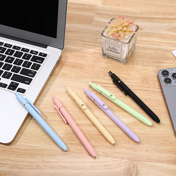 Ddaowanx Colorful Gel Pens, 0.5mm Fine Point Retractable, Cute Pens with Colored Writing and Sketching, Nursing School Essentials,School Supplies, Gifts for Nurse (12Pcs-Aesthetic Colors)