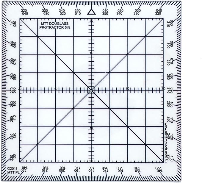 Douglas Protractor Graduated in Degrees for Angle Measurements and map Plotting for Outdoor, Marine or air Navigation, Hiking, Orienteering and Survival