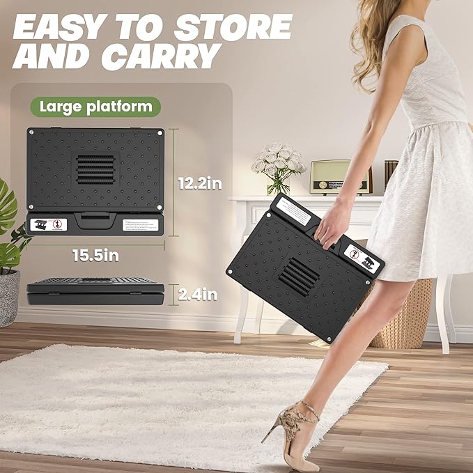 Foot Rest Under Desk, Height Adjustable Footrest with Massage Roller and Soft Pad, Foldable Ergonomic Foot Rest for Car, Underdesk, Home, Train(Black)