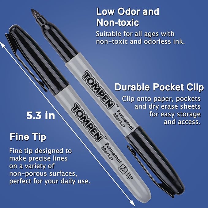 Black Permanent Markers Bulk,Fine Tip,500 Pack,Waterproof Permanent Marker Pens with Quick Drying on Wood,Plastic,Paper,Metal,Mirror for Office School Classroom Home