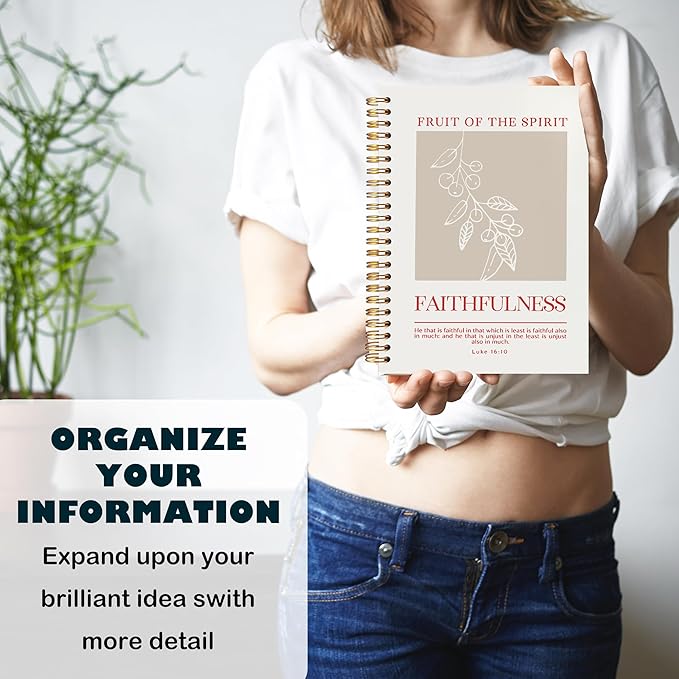 BearCake Fruit of the Spirit Faithfulness Christian Notebook Journal, Christian Gifts for Women, Bible Notebooks for Note Taking, Bible Journaling Notebook, Hardcover Spiral Notebook 5.5x8.3