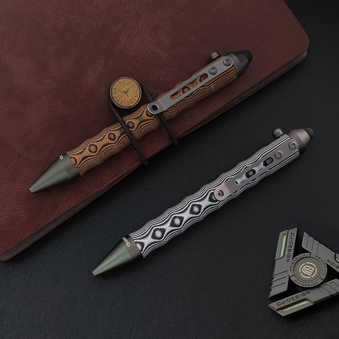 Cool Hand 4.5'' Bolt Action Pens, EDC Ballpoint Ink Refillable, Stylus for Touch Screen, Ergonomic Grip, Hold in Texture with Finger Grooves