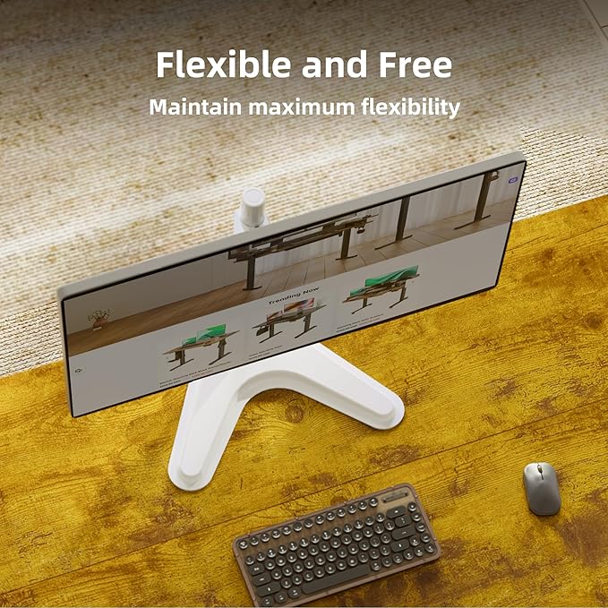 Claiks Monitor Mount, Ergonomic Adjustable Monitor Stand for Max 32 inch Screens, Adjustable Stand up to 20 lbs, VESA Mounting Holes 75&100mm, White