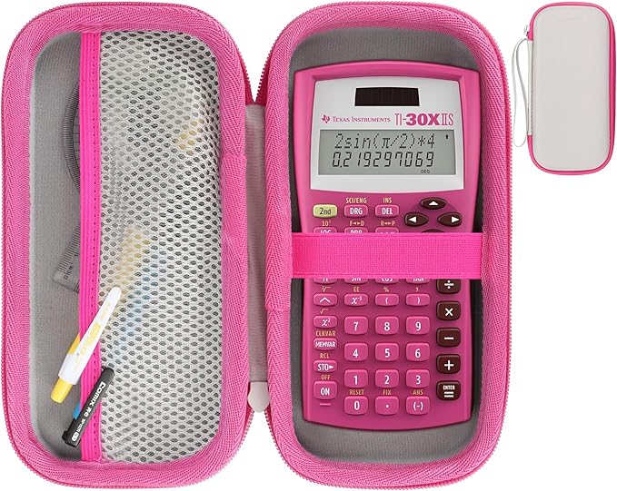 Hard Case Replacement for Texas Instruments TI-30XIIS TI-30XS TI-30Xa TI-36X Pro Scientific Calculator Case Only (Pink + Off White Case)