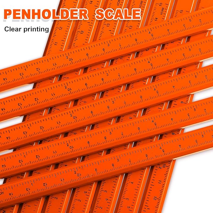 Honoson 200 Pcs Flat Construction Pencils with Printed Ruler Wood Graphite 2 Pcs Carpenter Pencil Sharpener for Woodworking Marking Tool(Orange)