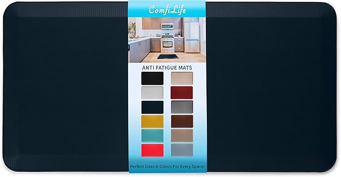 ComfiLife Anti Fatigue Floor Mat – 3/4 Inch Thick Kitchen Mats for Floor, Standing Desk Mat, Kitchen Rug – Comfort at Home, Office – Durable – Stain Resistant – Non-Slip Bottom (20" x 39", Navy)