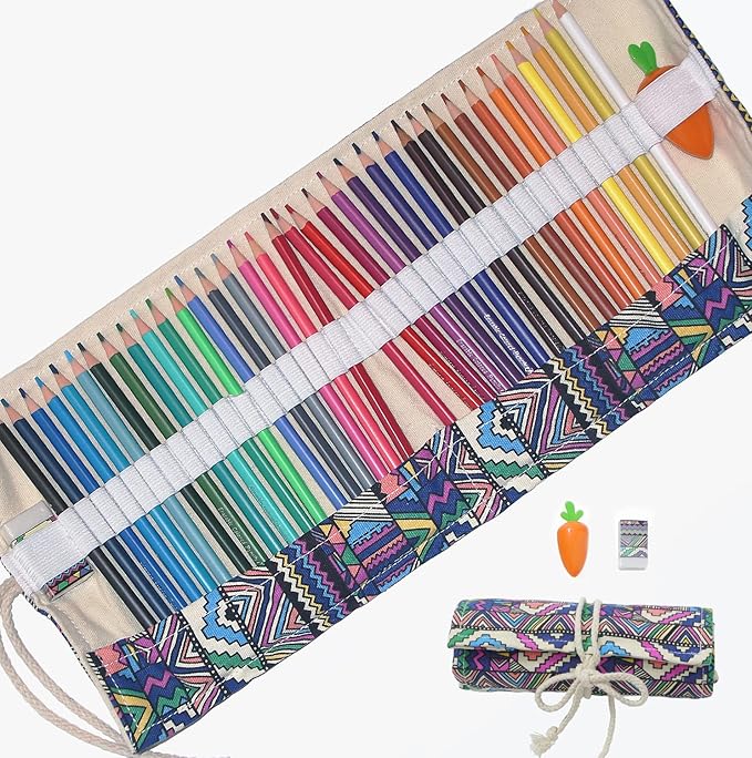 Erasable Colored Pencils Set for Adults and Kids 36 Count Coloring Pencils for Drawing, Sketching, Adult Coloring Books with Eraser, Sharpener, Canvas Pencil Roll Wrap Back to School Supplies