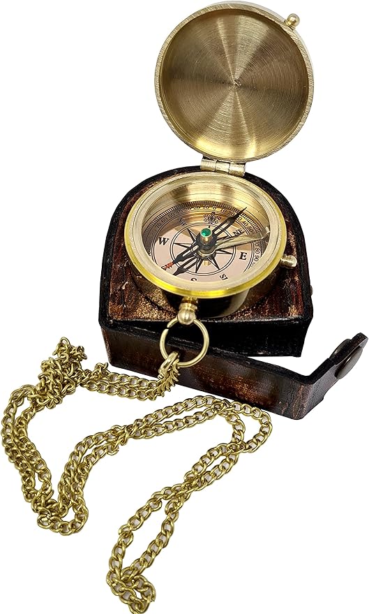 Brass Compass Engraved with Religious Scripture Verse - Ideal Gift for Son, Grandson, Daughter - Perfect for Baptism, Communion, Church and Graduation Day Present