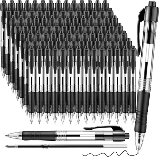 Fulmoon 100 Pcs Gel Ink Pens Retractable Ballpoint Medium Point 1.0 mm Ballpoint Smooth Writing Click Pens for Journal Writing Office Home(Black Ink)