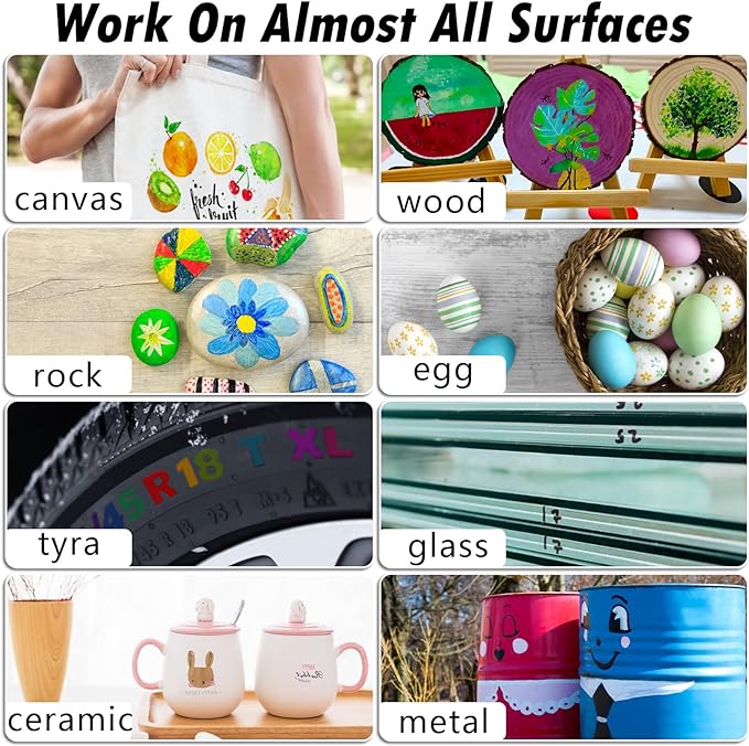 Green Paint Markers, 3 Pack Oil-Based Waterproof Quick Dry Permanent Paint Pen Set for Rocks Painting, Wood, Fabric, Plastic, Canvas, Glass, Mugs, Metal, Tire, Stone, DIY Craft