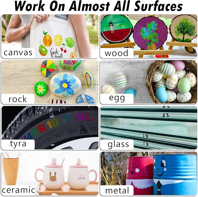 Brown Paint Pens Paint Markers - 8 Pack Permanent Quick Dry Waterproof Marker Pens for Rocks Wood Fabric Plastic Canvas Glass Mugs Metal Tire Stone