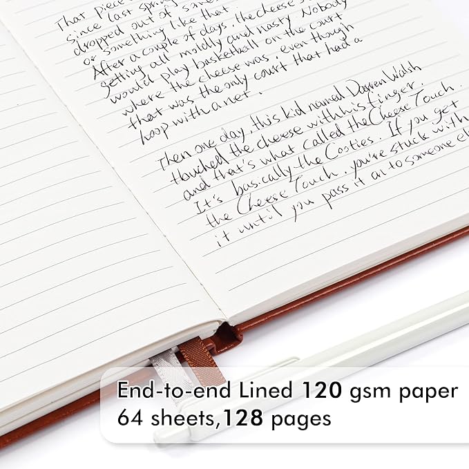 feela 12 Pack Notebooks Journals Bulk with 12 Black Pens, A5 Hardcover Notebook Classic Ruled Journal Set with Pen Holder for School Business Work Travel Writing, 120 GSM, 5.1”x8.3”, Brown