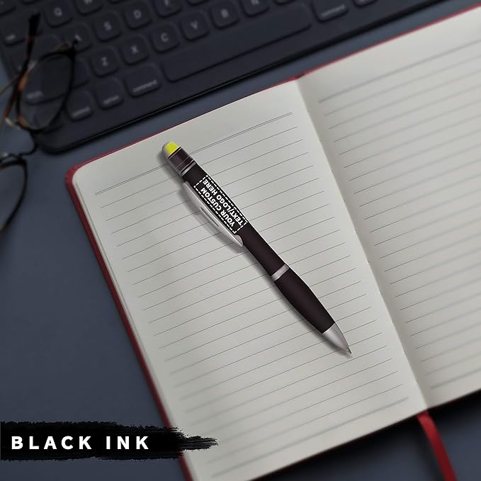 DISCOUNT PROMOS 50 Marathon Gel Highlighter Pens Pack - Customizable Text, Logo - Twist Mechanism, Ballpoint - Black