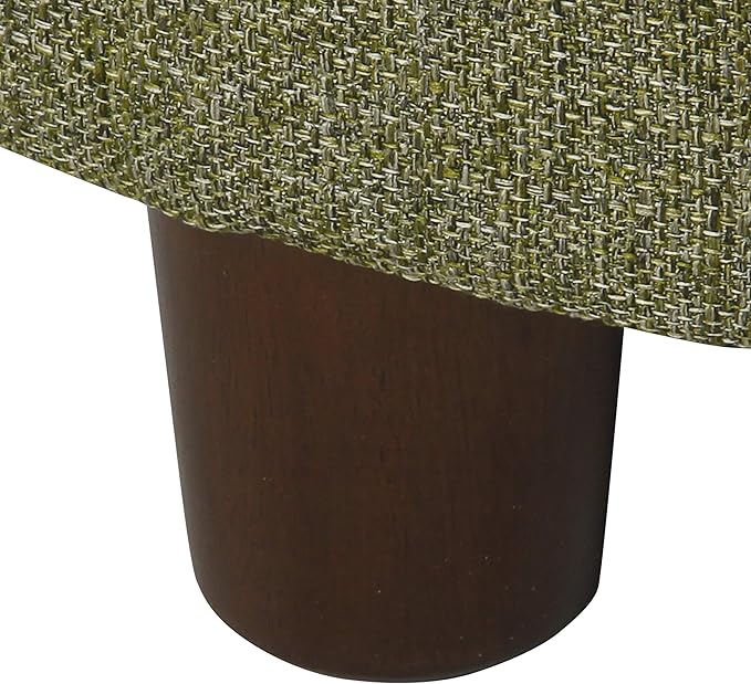 HomePop Home Decor | Upholstered Round Storage Ottoman | Ottoman with Storage for Living Room & Bedroom, Green Tweed