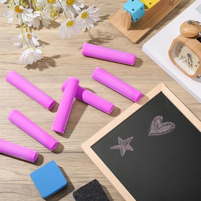 Fulmoon 40 Pcs Jumbo Sidewalk Chalk for Kids Outdoor Art Non Toxic Large Washable Street Chalk for Adults Drawing Painting Classroom(Rose Red,Round Style)