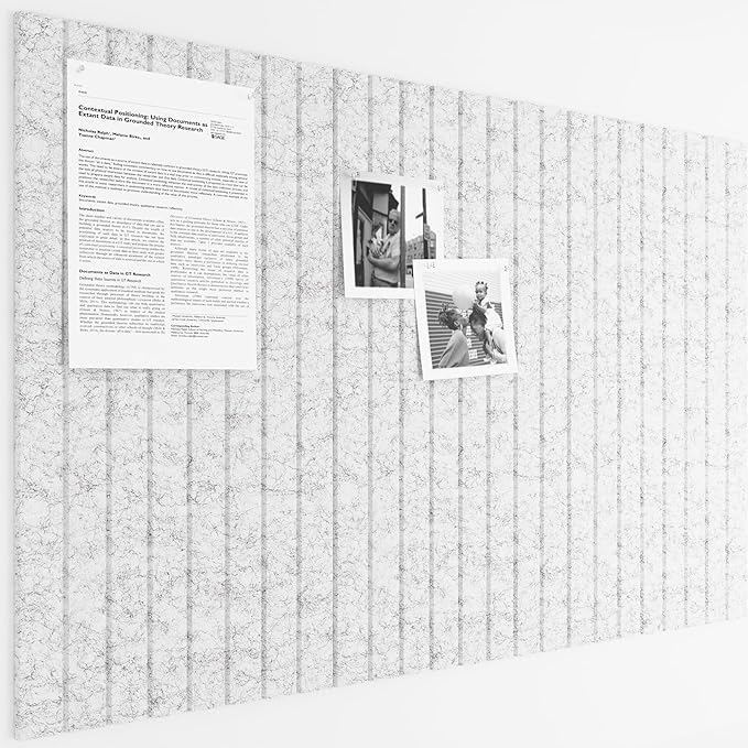 Bumusty Large Cork Board Alternative-36 x24 Felt Bulletin Board Tiles, with 30 Pushpins, 40 Adhesive Tabs, 6-Pack Slat Wall Paneling, Cork Boards for Office Push Pin Board Felt Board-Marble Gray