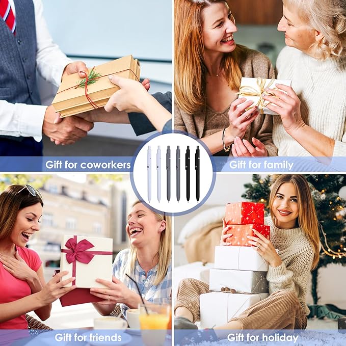 Gel Pens, 6PCS Black Ink Fine Point Pens With Smooth Writing, School Office Supplies, Anniversary Birthday Gifts for Men Women, Quick Dry Pen For Journaling, Nurse Aesthetic Pen (Black Gray White)