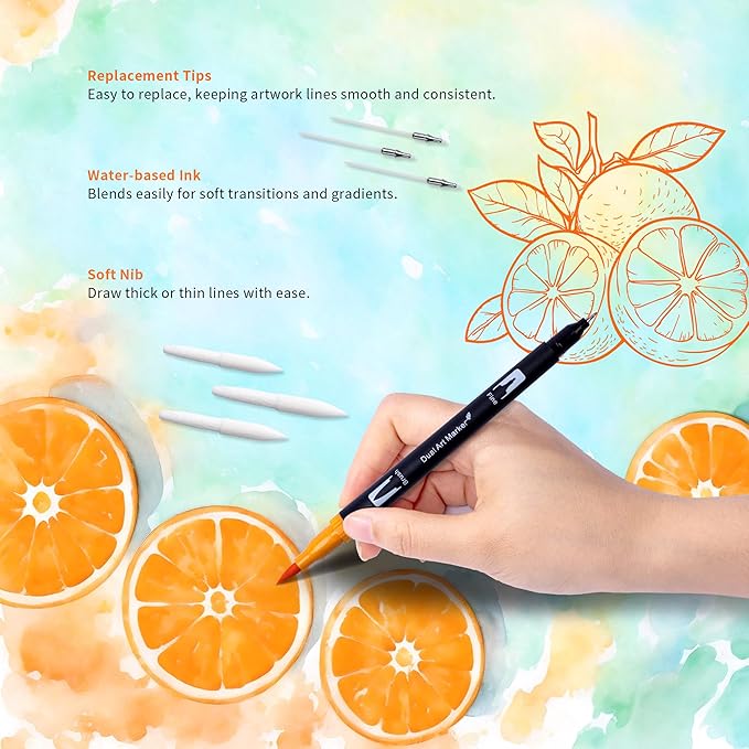 Dual Markers Brush Pens, 168 Colors Art Marker Set with Brush and Fine Tips – Premium Art Supplies for Kids & Adults, Perfect for Coloring Books, Hand Lettering, Calligraphy, and Drawing