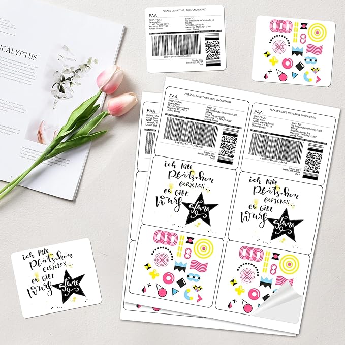 BESTEASY 3-1/3 X 4 Inches Shipping Address Labels, Thermal Sticker Labels, 6 up Self Adhesive Sticker for Laser and Inkjet Printer, 500 Sheets 3000 Labels