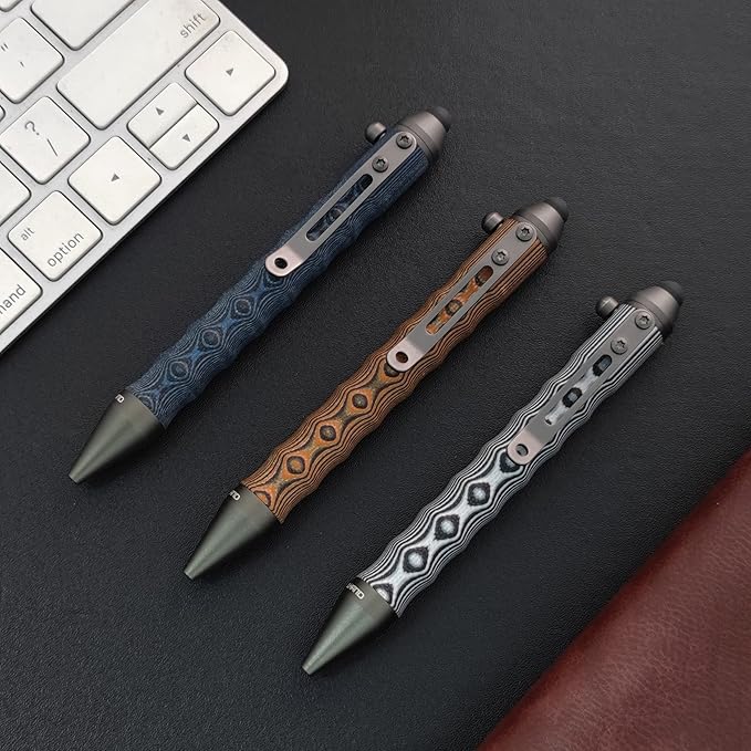 Cool Hand 4.5'' Bolt Action Pens, EDC Ballpoint Ink Refillable, Stylus for Touch Screen, Ergonomic Grip, Hold in Texture with Finger Grooves