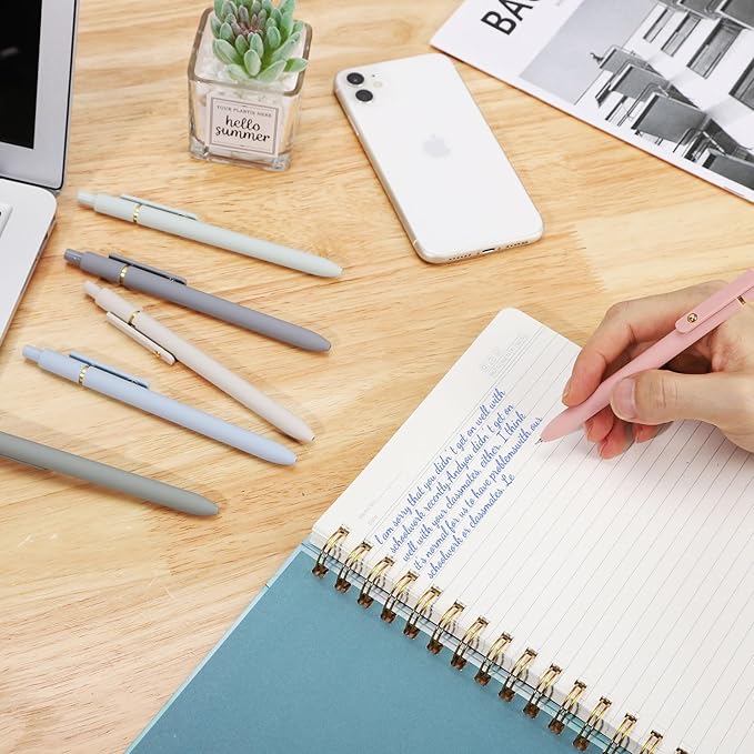 Ddaowanx Colorful Gel Pens, 0.5mm Fine Point Retractable, Cute Pens with Colored Writing and Sketching, Nursing School Essentials,School Supplies, Gifts for Nurse (12 Pcs-Blue Ink)