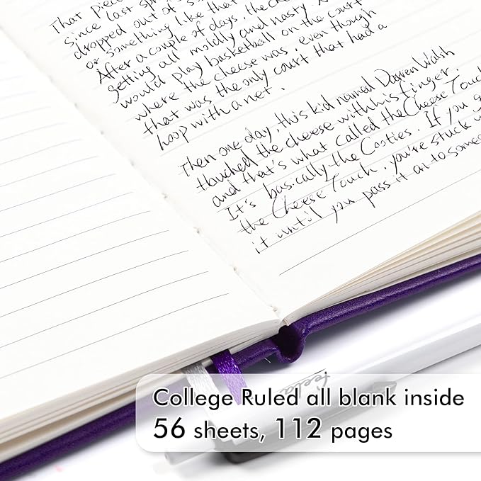 feela 6 Pack Pocket Mini Notebooks Bulk, Small Cute Memo Notepads Hardcover College Ruled Lined Journals with Pen Holder for School Business Work, with 6 Black Pens, 3.5”x 5.5”, A6, Purple