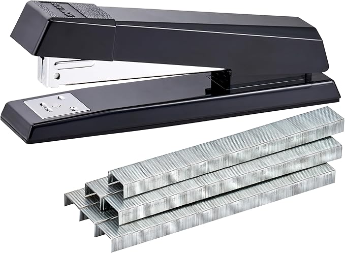 Bostitch Office Stapler, No-Jam Premium for Desktop, Includes 1,250 Staples, Full-Strip, 25 Sheet Capacity, Black