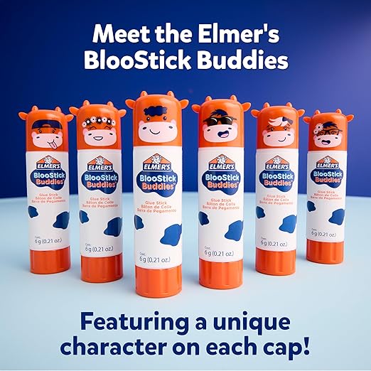 Elmer's Glue Stick Variety Pack, Featuring BlooStick Buddies, Disappearing Purple, and Scented Glue Sticks, Assorted, 30 Count