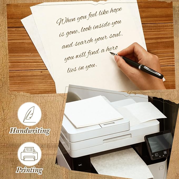 Epakh 100 Pcs Old Age Parchment Paper 8.5 x 11 Inch Standard Letter Vintage Colored Old Parchment Semblance Double Side Printing Paper (Light Gray)