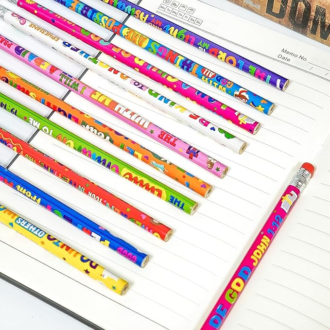 Cinrobiye 200 PCS Bible Pencils Bulk,Christian Gifts for Children Wood Pencils with Erasers Inspirational Religious Supplies for School Prizes Classroom Exchange Gift Party Favors,Stationary Gifts