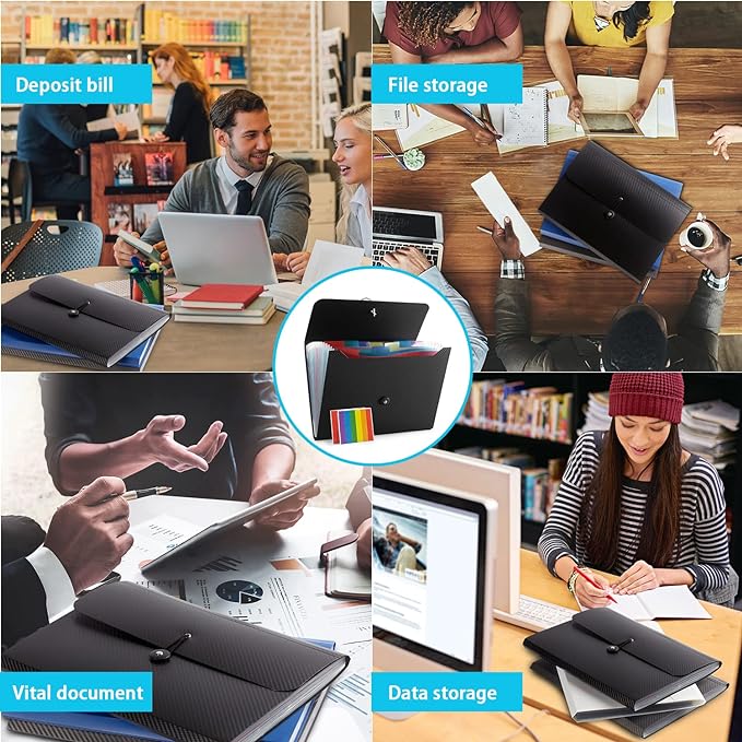 Expanding File Folder File Organizer with 13 Pockets Accordion Filing Folder Aesthetic Paper Organizer for Work, School, Home, Office, Deep Purple