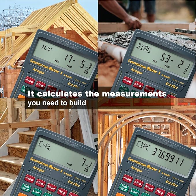 Calculated Industries 4054 Construction Master 5 en Espanol Construction Feet-Inch-Fraction Calculator for Carpenters [Calculadora de construcción con pies, pulgadas y fracciones para carpinteros]