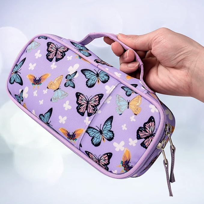 Choco Mocha Butterfly Pencil Case for Girls, Soft Pencil Case Kids Pencils Pouch for Kindergarten Girls, Purple
