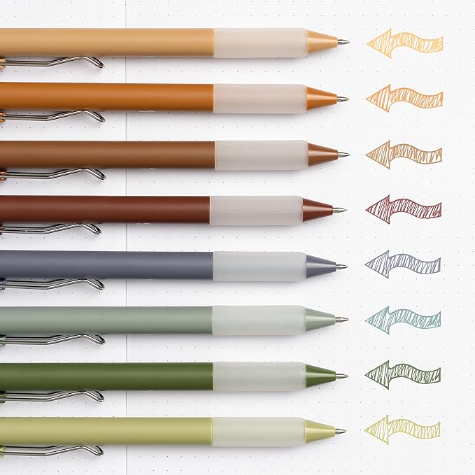 BLIEVE Gel Pens - Earthy, Matte Finish, Smooth Writing, No Bleed - For Journaling, Bible Notes, Drawing - Cute School Supplies, 8 Pack