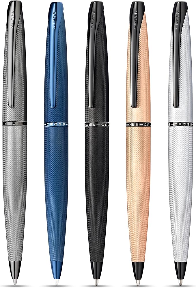 Cross ATX Refillable Ballpoint Pen Presented in a Luxury Gift Box - Medium Point, Black Ink, Sandblasted Chrome