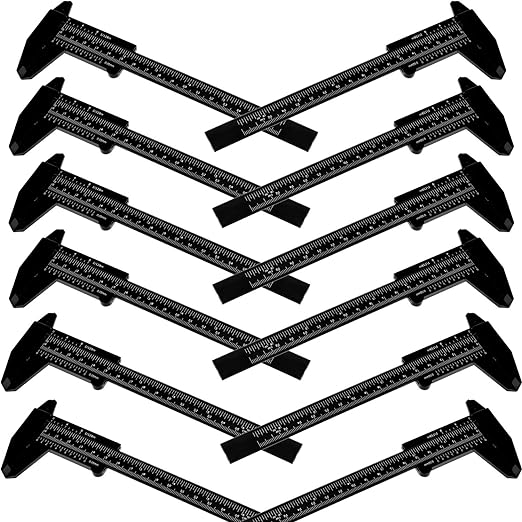 Honoson 10 Pcs Plastic Vernier Caliper 0-6 Inch/0-150 mm for School Student Black Mini Double Scale Sliding Gauge Measuring Tool Vernier Caliper Eyebrow Mapping Ruler Tool for Office Tattoo Artists