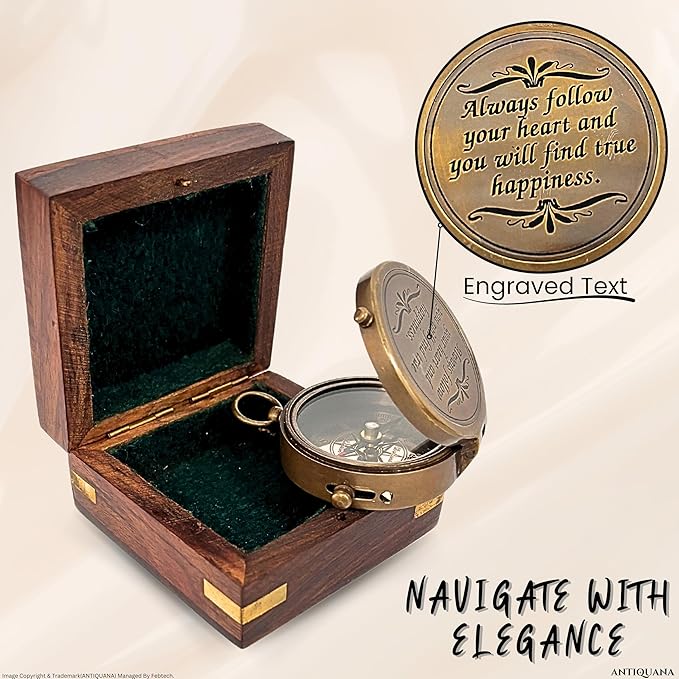 Brass Directional Engraved Compass, Baptism Gifts for Boys Girls, First Communion, Christian Gifts for Men, First Confirmation Gifts for Boys, Inspirational